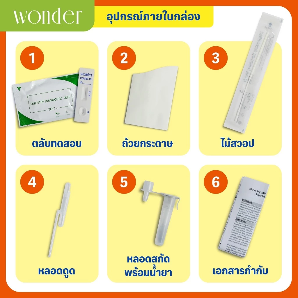 ชุดตรวจโควิด 2in1 น้ำลาย+โพรงจมูก WONDER COVID-19 NASAL SWAB AND SALIVA - Image 4
