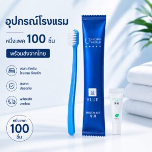 แปรงสีฟัน พร้อมยาสีฟัน (แปรงพกพาสะดวก อุปกรณ์โรงเเรม)