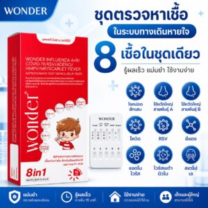 ชุดตรวจ Wonder 8in1 ระบบทางเดินหายใจ + ไข้ผื่นแดง (อีดำอีแดง)