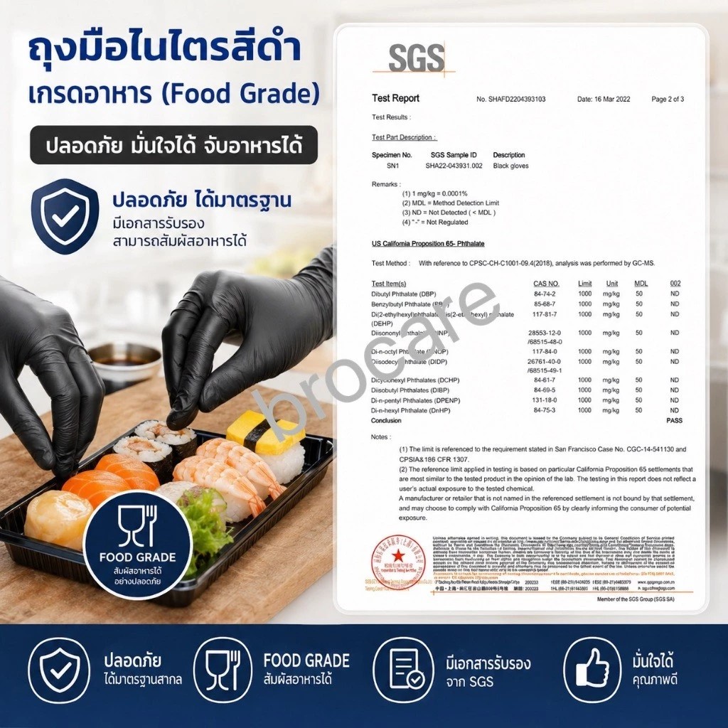 BROCARE ถุงมือไนไตรสีดำ 5 กรัม (กล่อง 50ชิ้น) หนาพิเศษ - Image 2